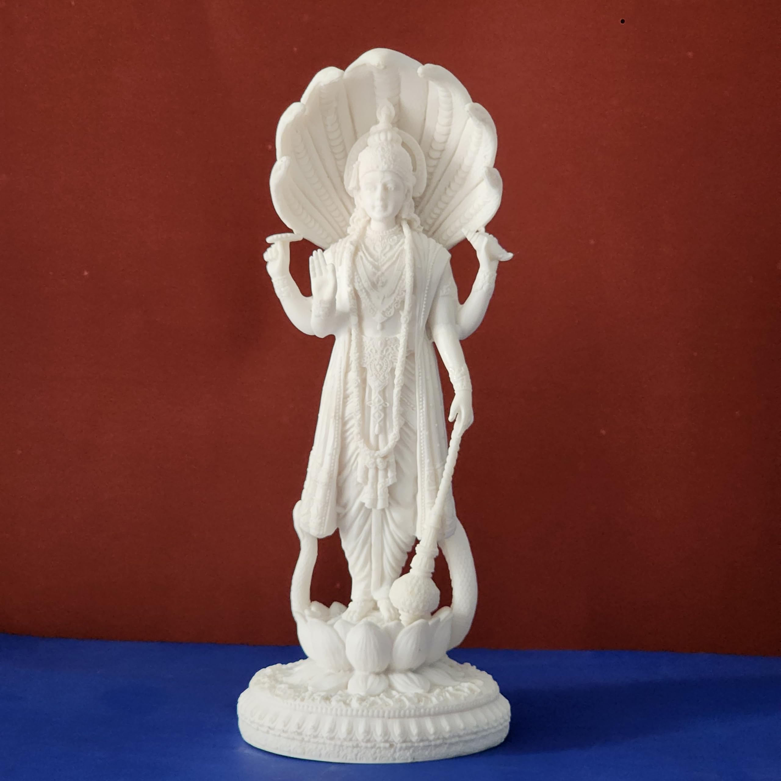 White Vishnu Idol Size 12 inch Narayan Vishnu Figurine Pack of 1