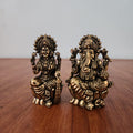 Mini Divine Lord Ganesh & MATA Laxmi Brass Idol, 2.6 Inch Perfect for Small Temple