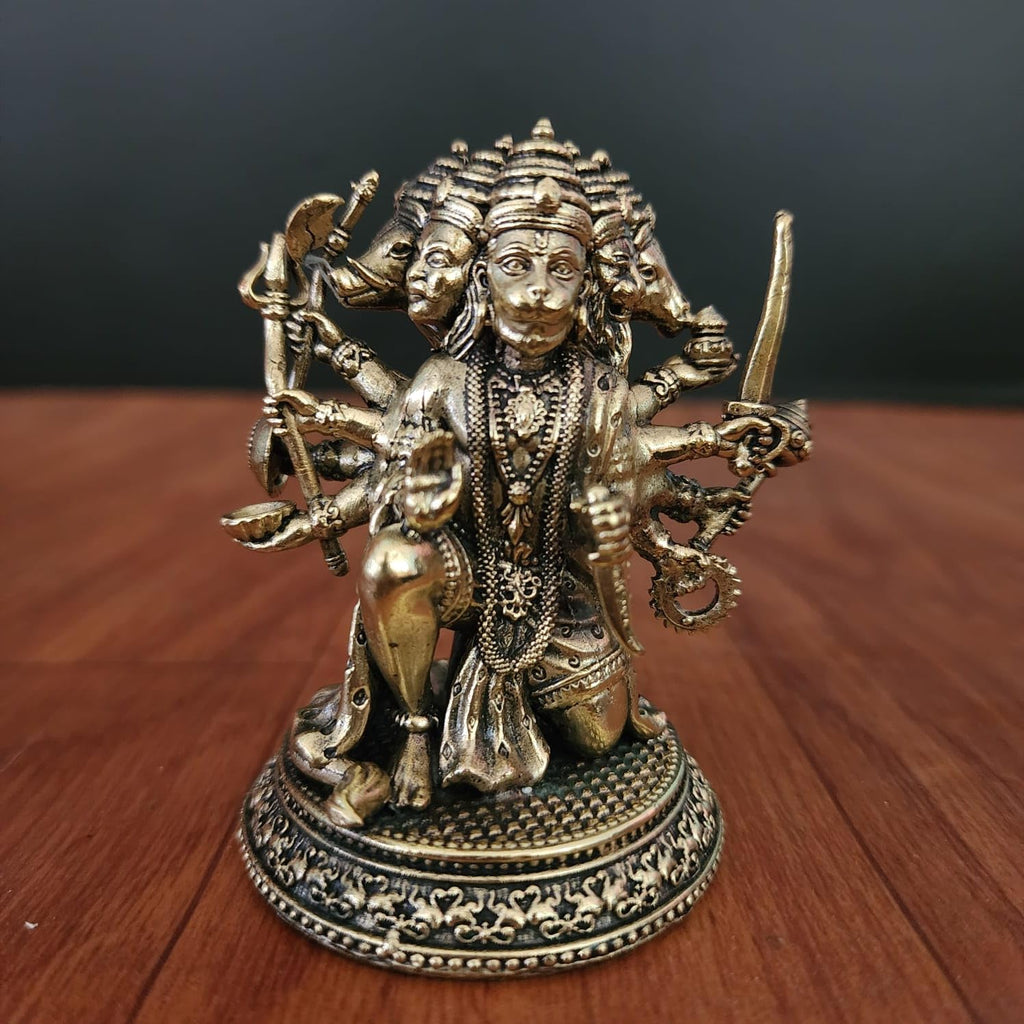Premium Brass Panchmukhi Hanuman Statue 3 inch / 4.5 inch / 7 inch / (140 gram)