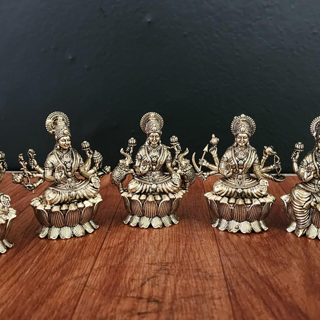Premium Brass Ashta Lakshmi Statue – 7 cm Tall | Eight Forms of Goddess