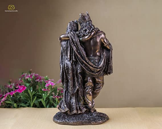 Radha Krishna Statue Bonded Bronze 11 Inch Jugal Jodi