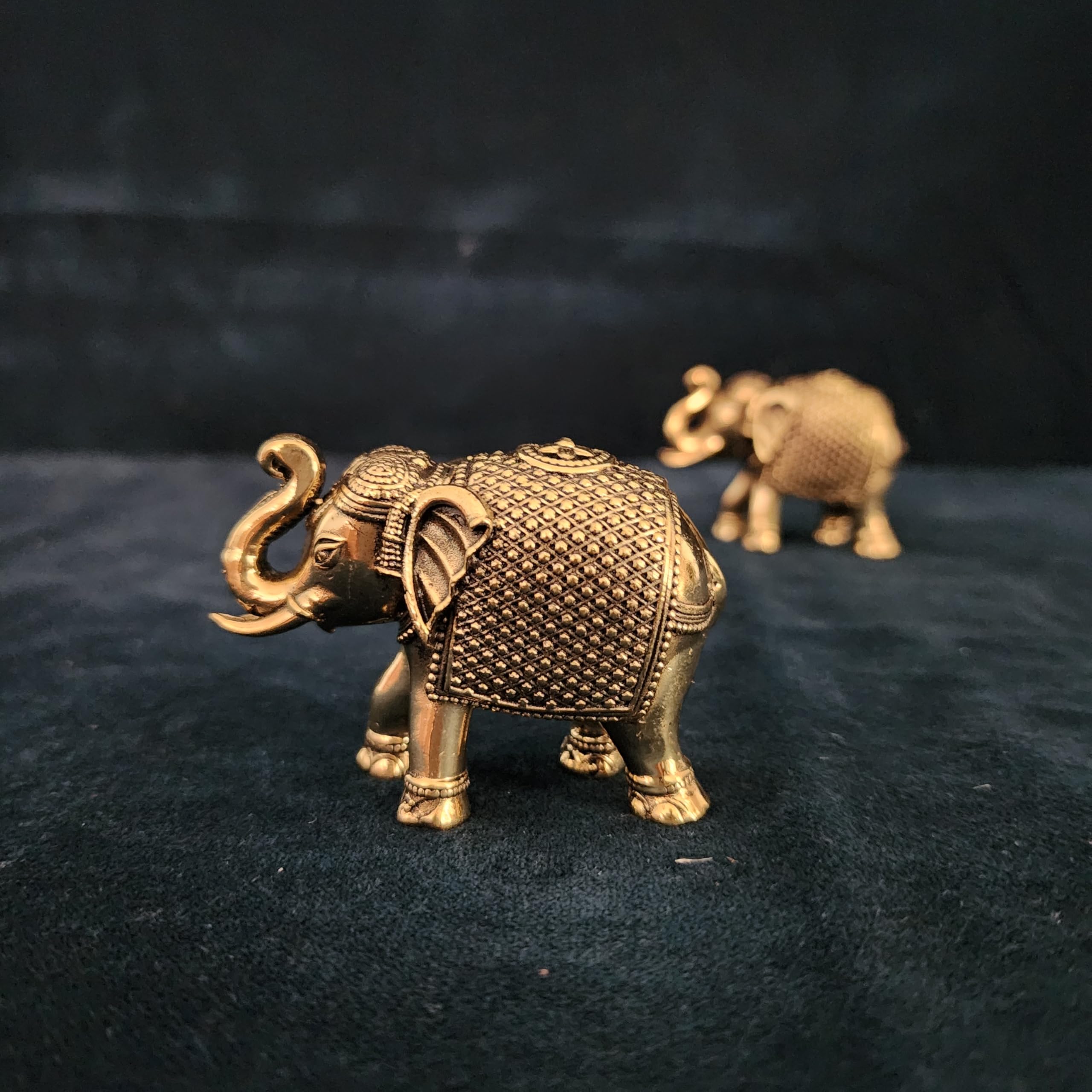 Premium Brass Elephant Set 2 Inch Pair of Elephant Figurine (150 gram set)