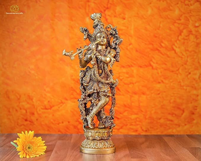 Radha Brass Krishna Statue 36 cm
