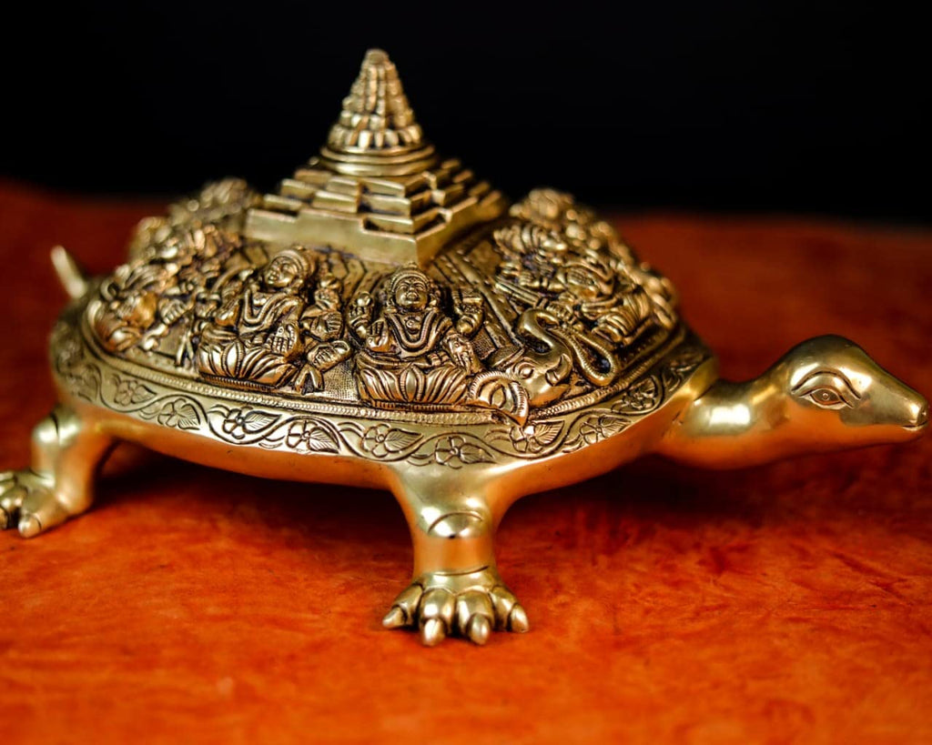 Brass Tortoise with astha Lakshmi with shri yantra statue