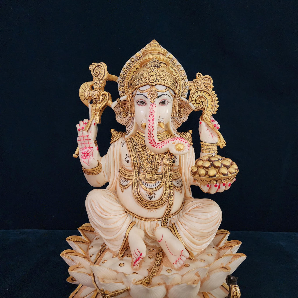  Culture Marble Hand Painted | Ganesha Idol for Puja