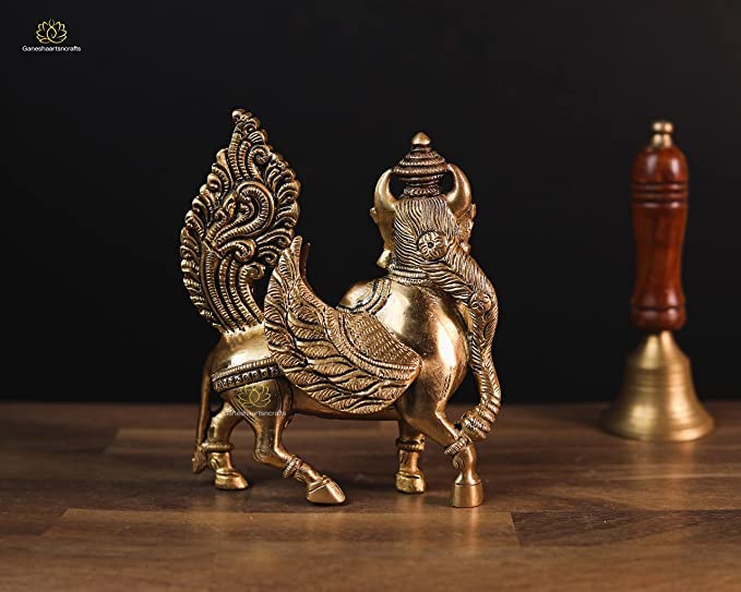 Kamdhenu Brass Statue Holy Mother Cow 14 cm (900 gram)