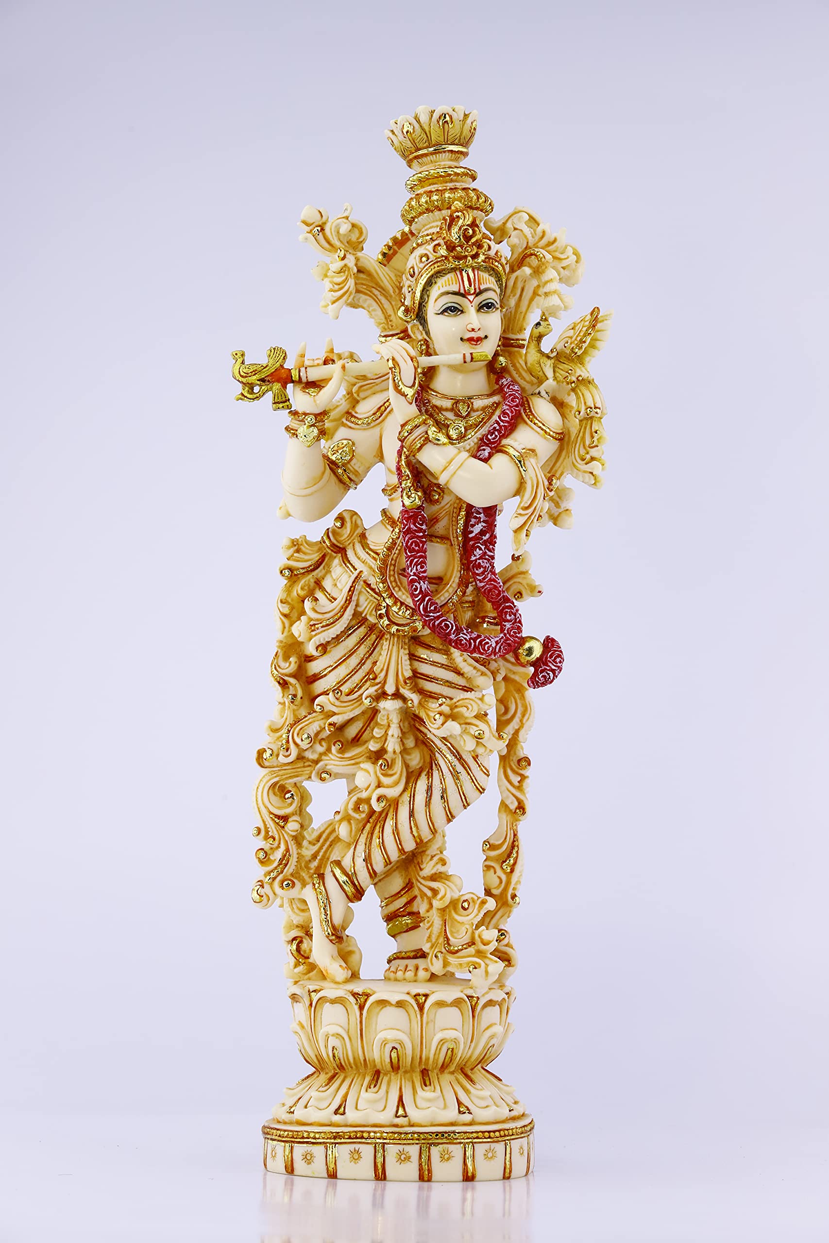 Krishna Statue |15 Inch |Cultured Marble Hand Painted work