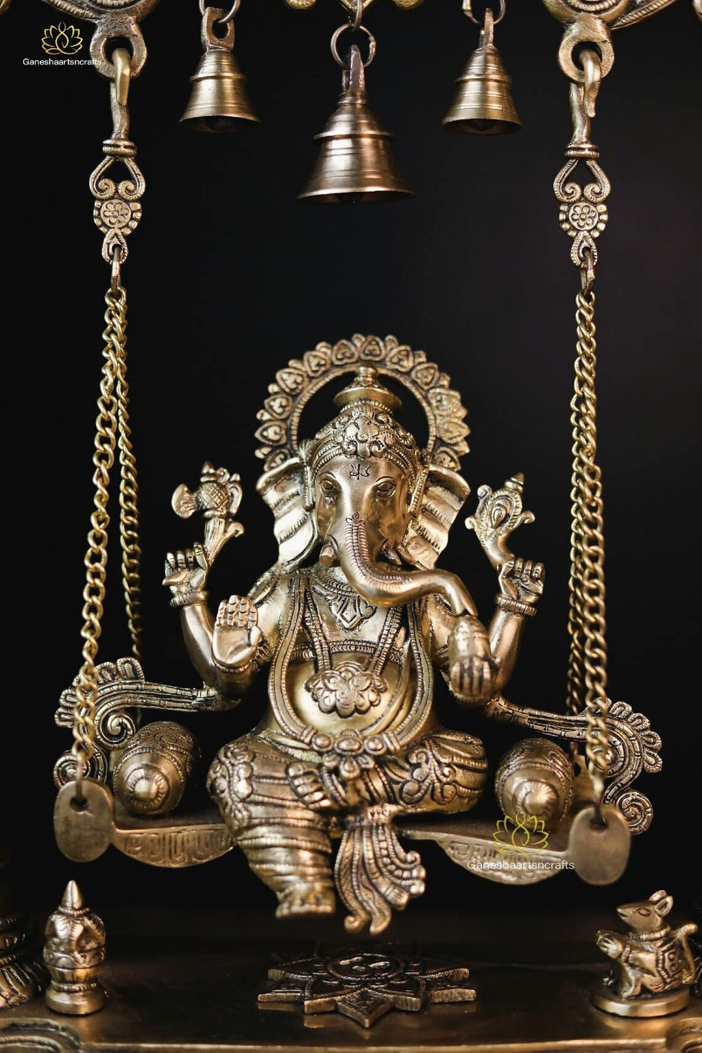 Swing Brass Ganesha Statue(68 CM) with temple look