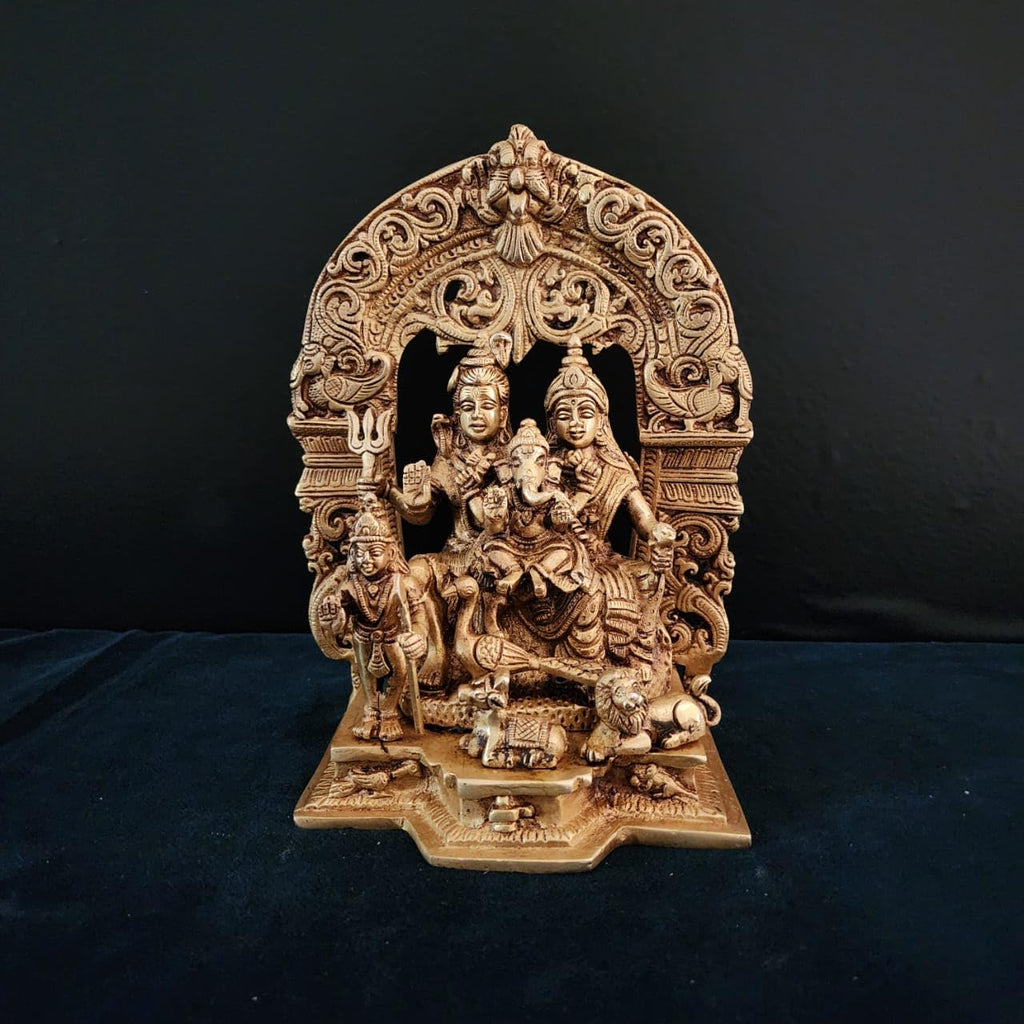 | 9 inch  Brass Shiva Family Idol |