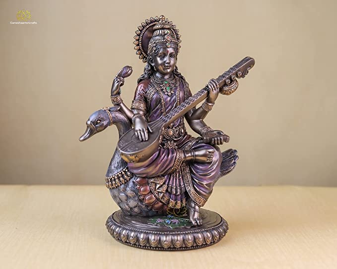 Saraswati Statue 21 cm Bonded Bronze Resin