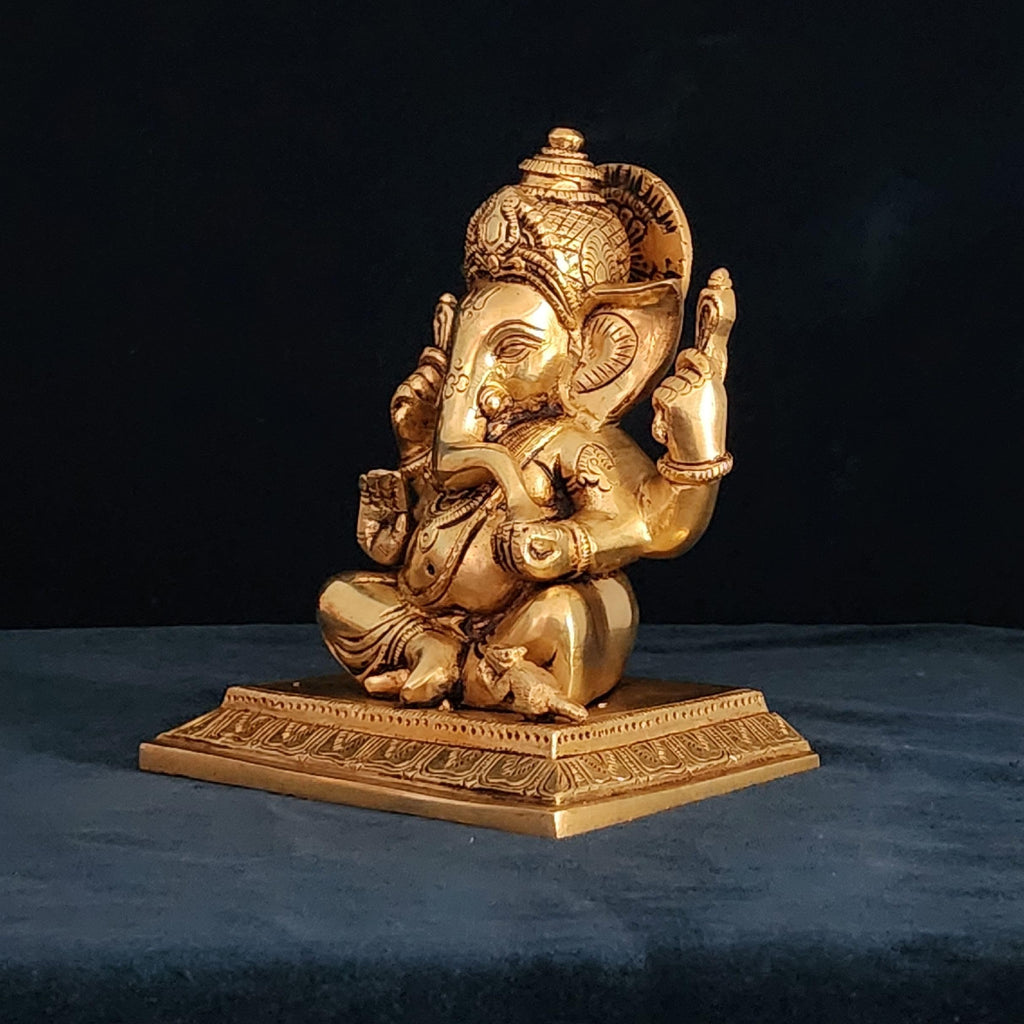 Brass Ganesha Statue with base 16 cm