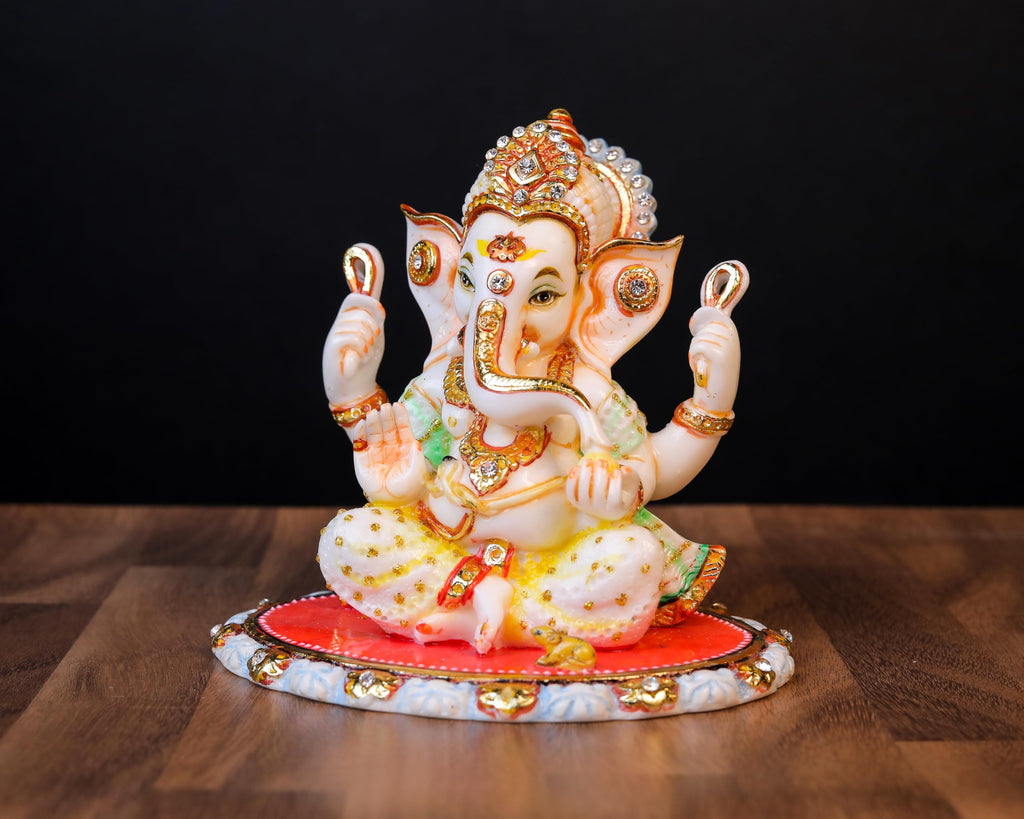 Lord Ganesh Statue Culture Marble |14 cm | Hand Painted