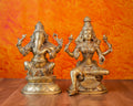 7 Inch Brass Lakshmi Ganesh Idol Medium Size
