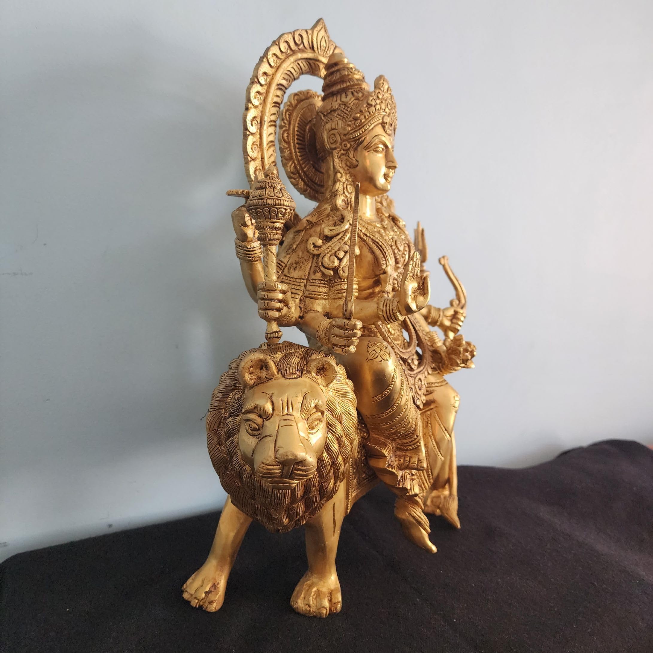 Big Durga Maa Statue Brass 38 cm Large Shera wali MATA Moorti