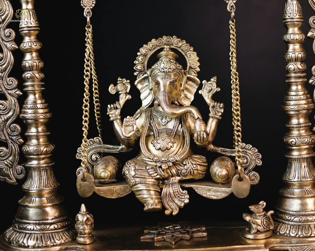 Swing Brass Ganesha Statue(68 CM) with temple look