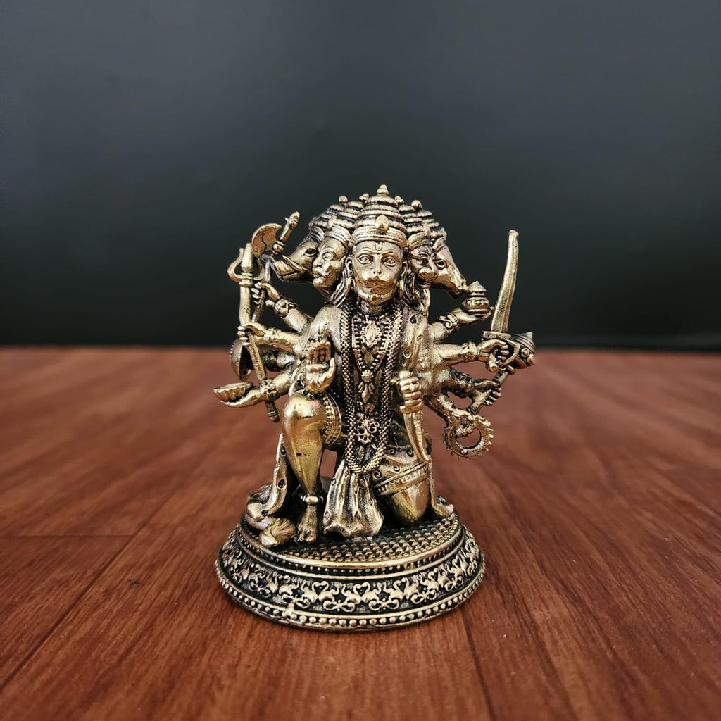 Premium Brass Panchmukhi Hanuman Statue 3 inch / 4.5 inch / 7 inch / (140 gram)
