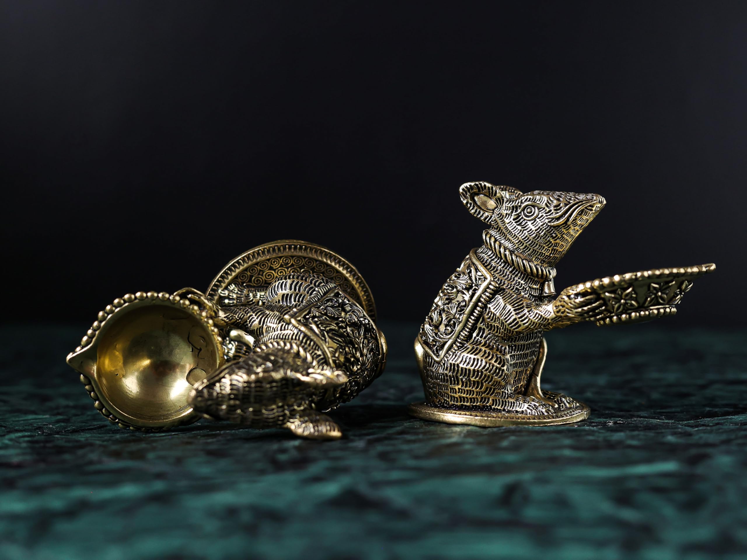Premium Brass Mouse Diya | 3.5 Inch | Small Temple Decorative Deepak 