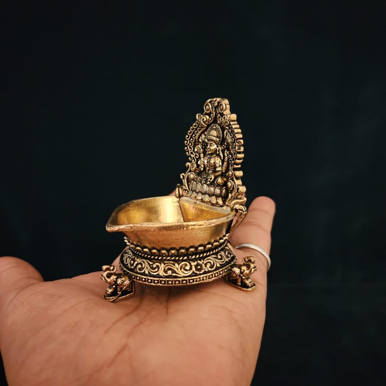 Handcrafted Premium Brass Laxmi maa Diya | 7 cm (100gram)