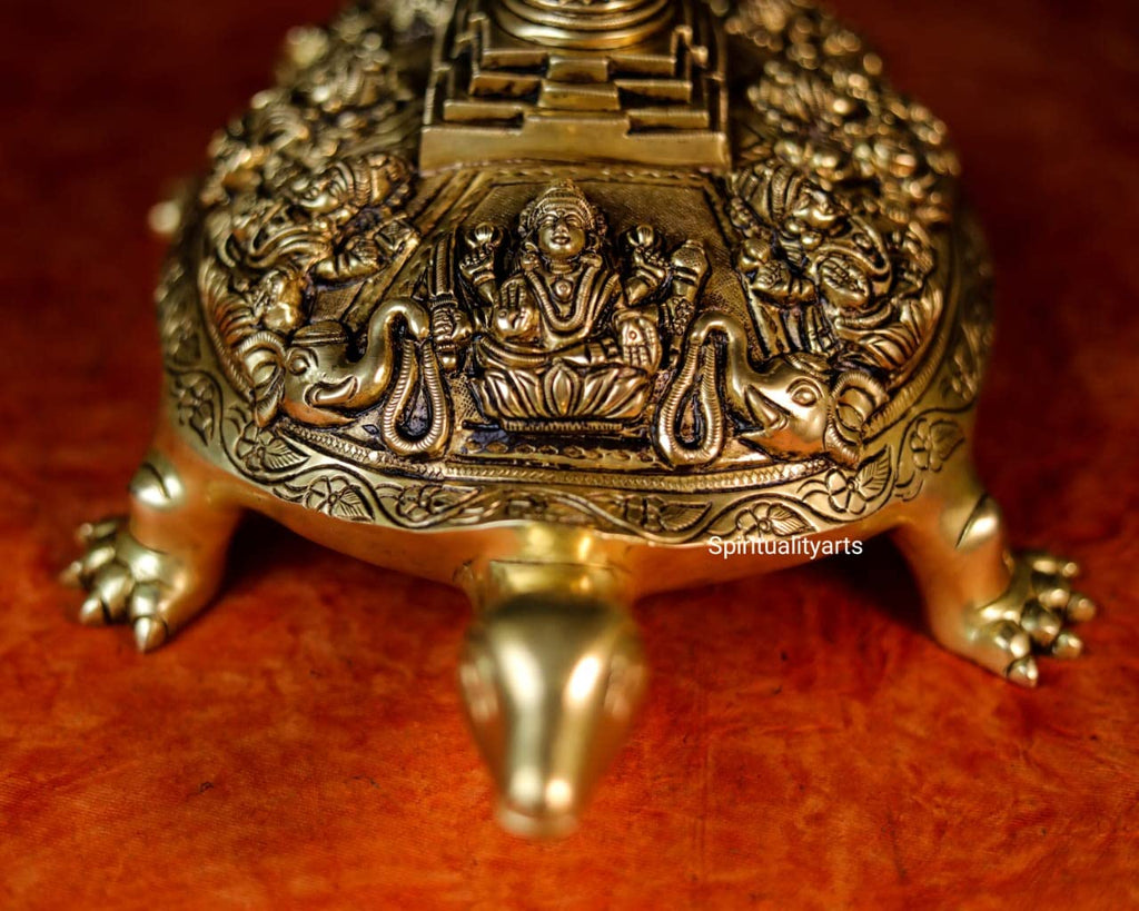 Brass Tortoise with astha Lakshmi with shri yantra statue