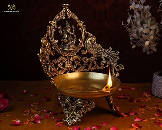  Brass Ganesh Urli 10 inch Diya Traditional Bowl Like Big Diya Diwali Decorations