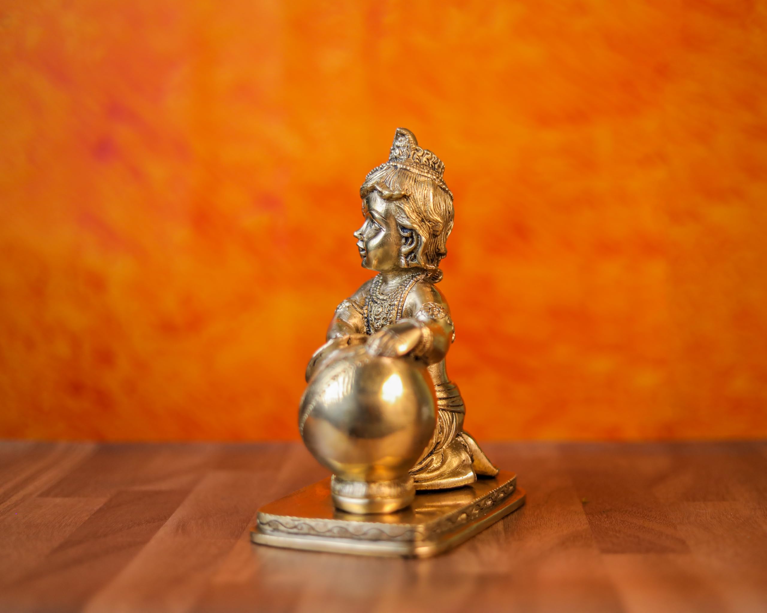 Krishna Statue Brass 18 cm Bal Gopal Idol Makhan Chor Moorti 