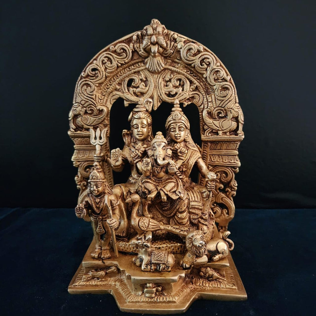 | 9 inch  Brass Shiva Family Idol |