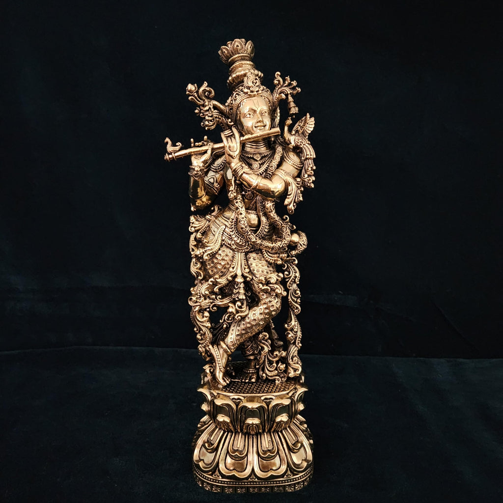  Premium Brass Flute Krishna Idol