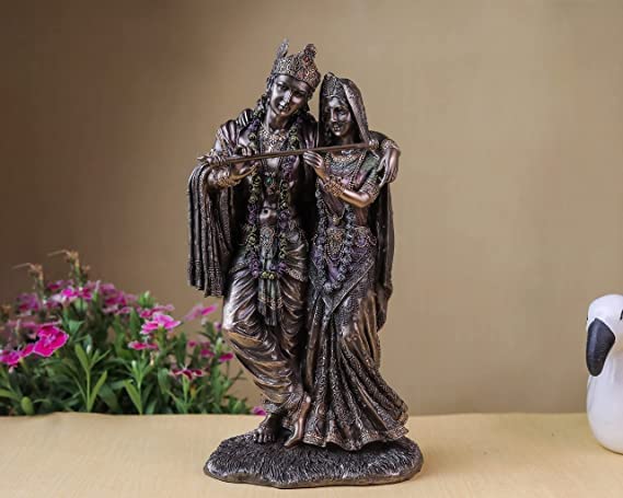 Radha Krishna Statue Bonded Bronze 11 Inch Jugal Jodi
