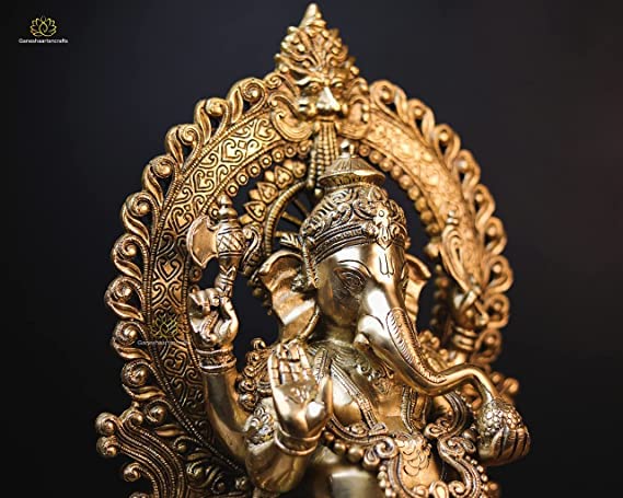 Lord Ganesh Statue 39 cm Brass Large Size Ganpati Idol God of New Beginning & Good Luck