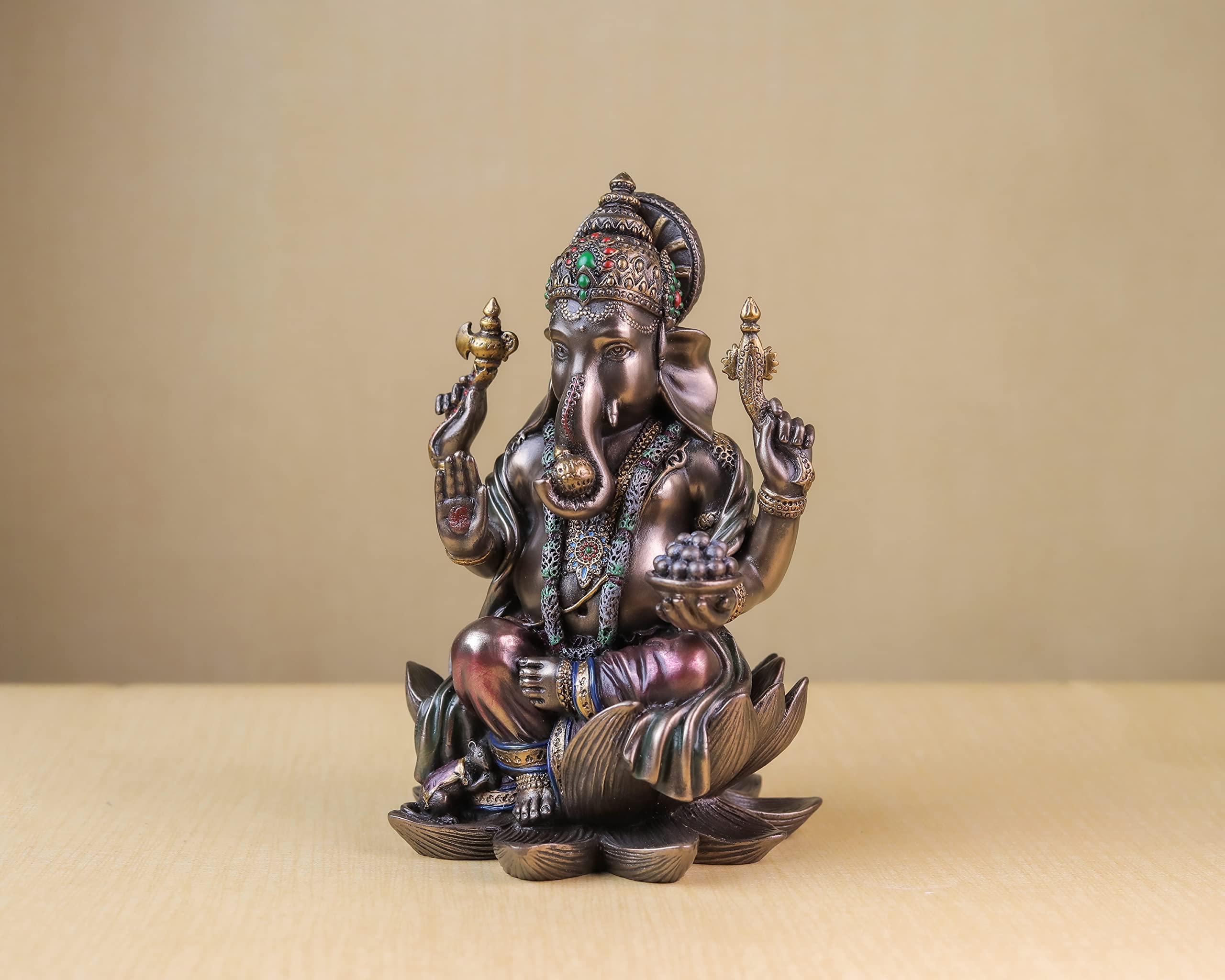 Bonded Bronze Lotus Ganesha 19 cm Ganpati Idol