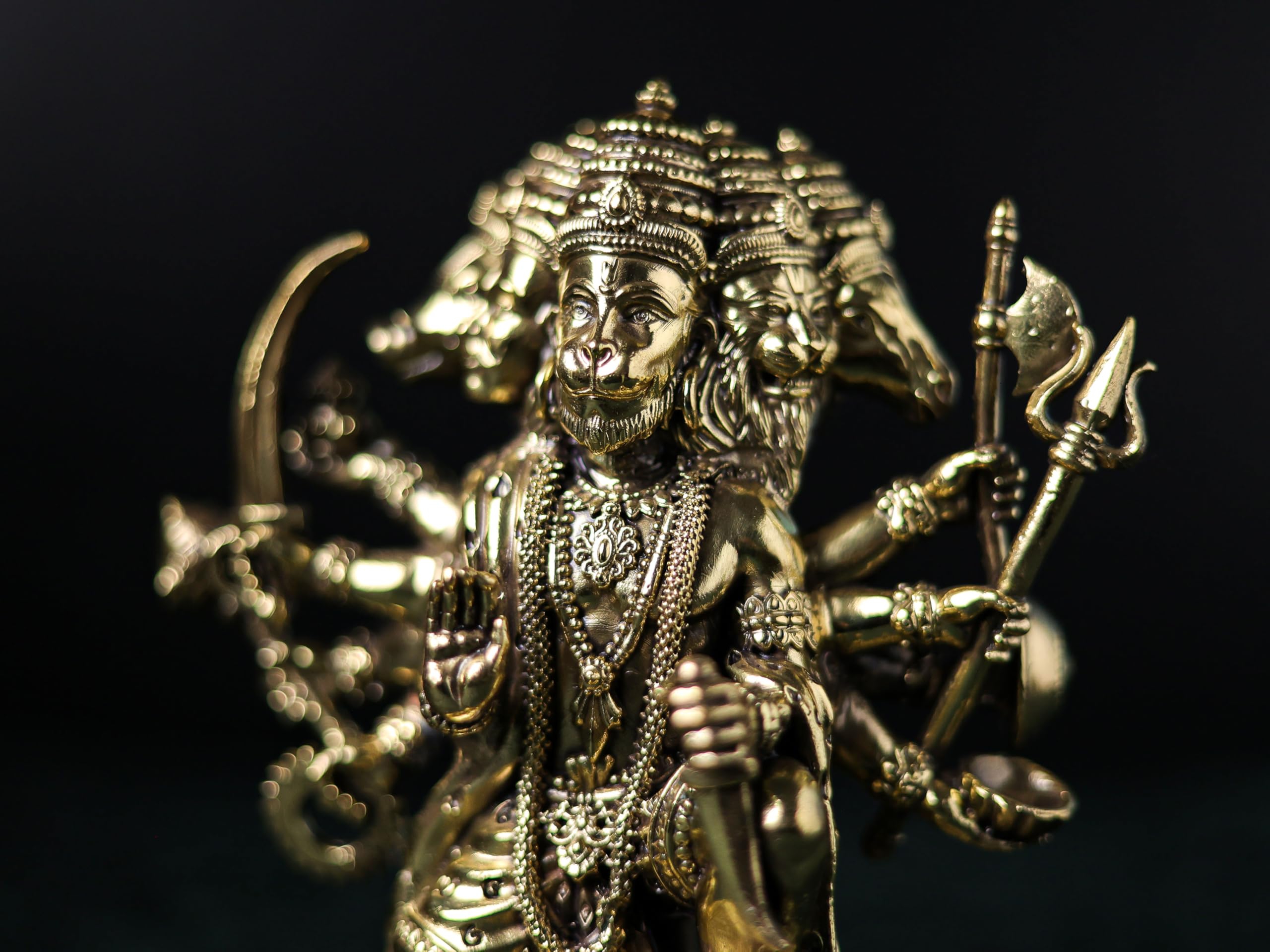 Premium Brass Panchmukhi Hanuman Statue 3 inch / 4.5 inch / 7 inch / (140 gram)