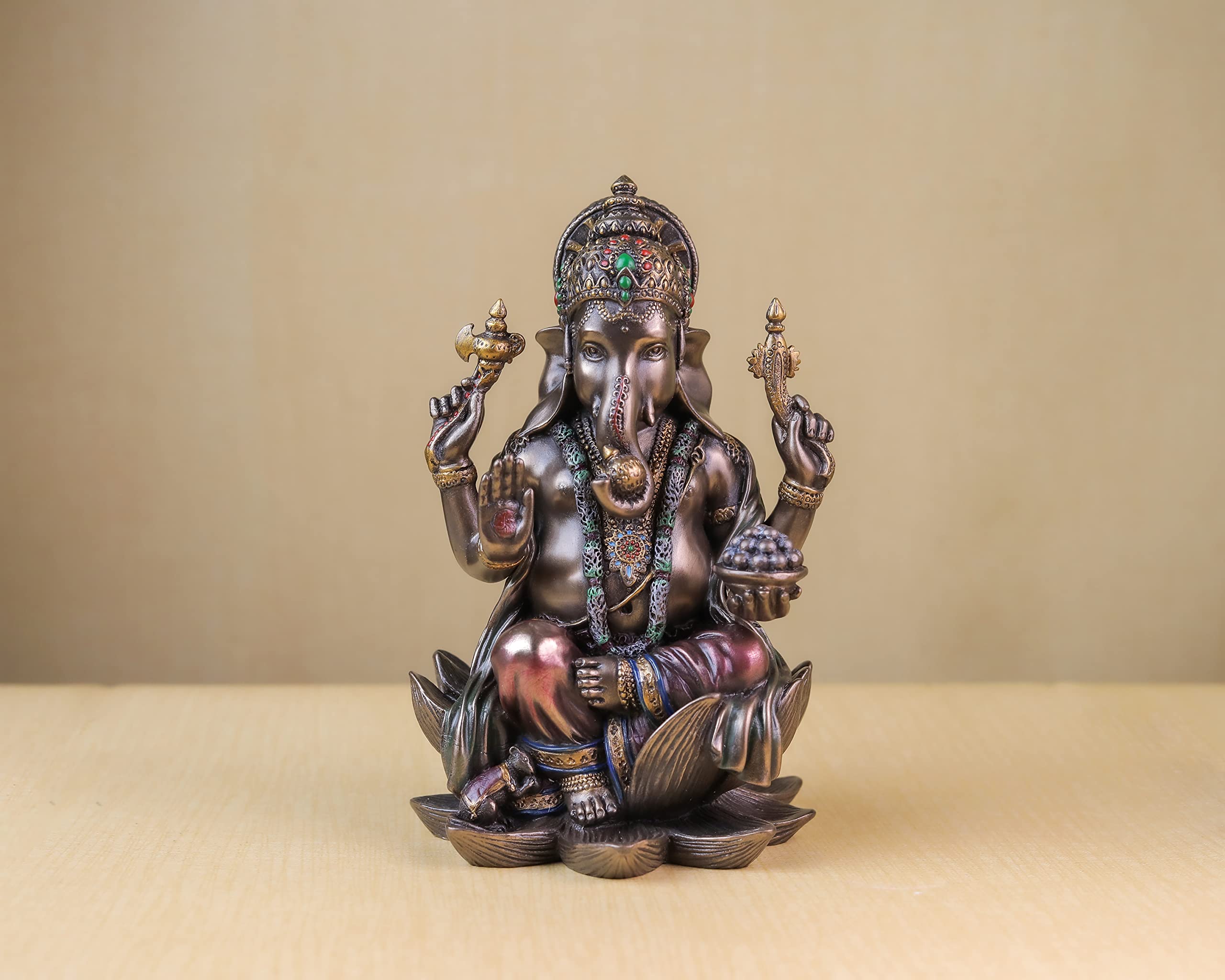 Bonded Bronze Lotus Ganesha 19 cm Ganpati Idol