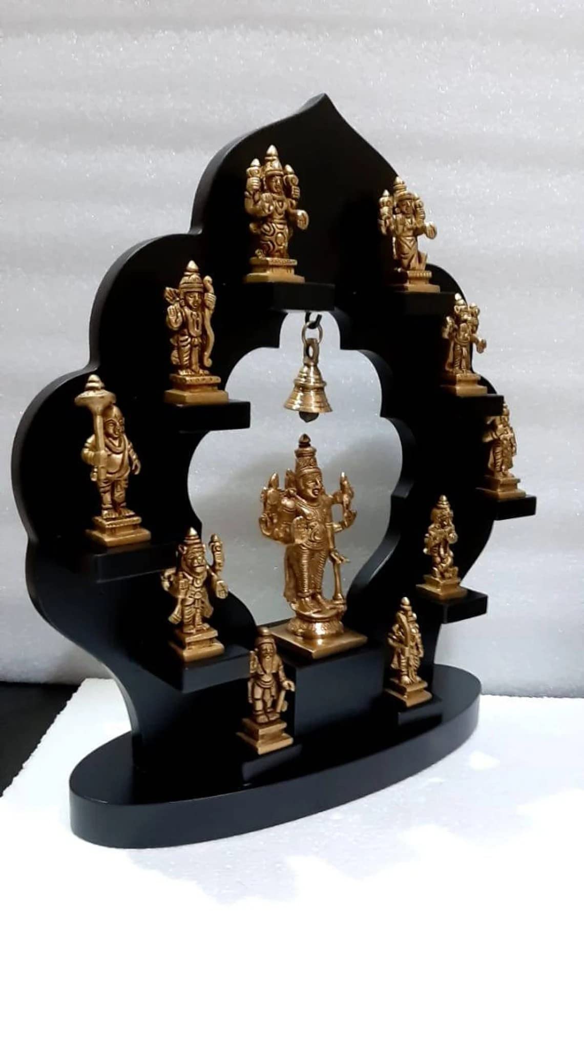 Brass Vishnu Dhashavtara set with wood frame