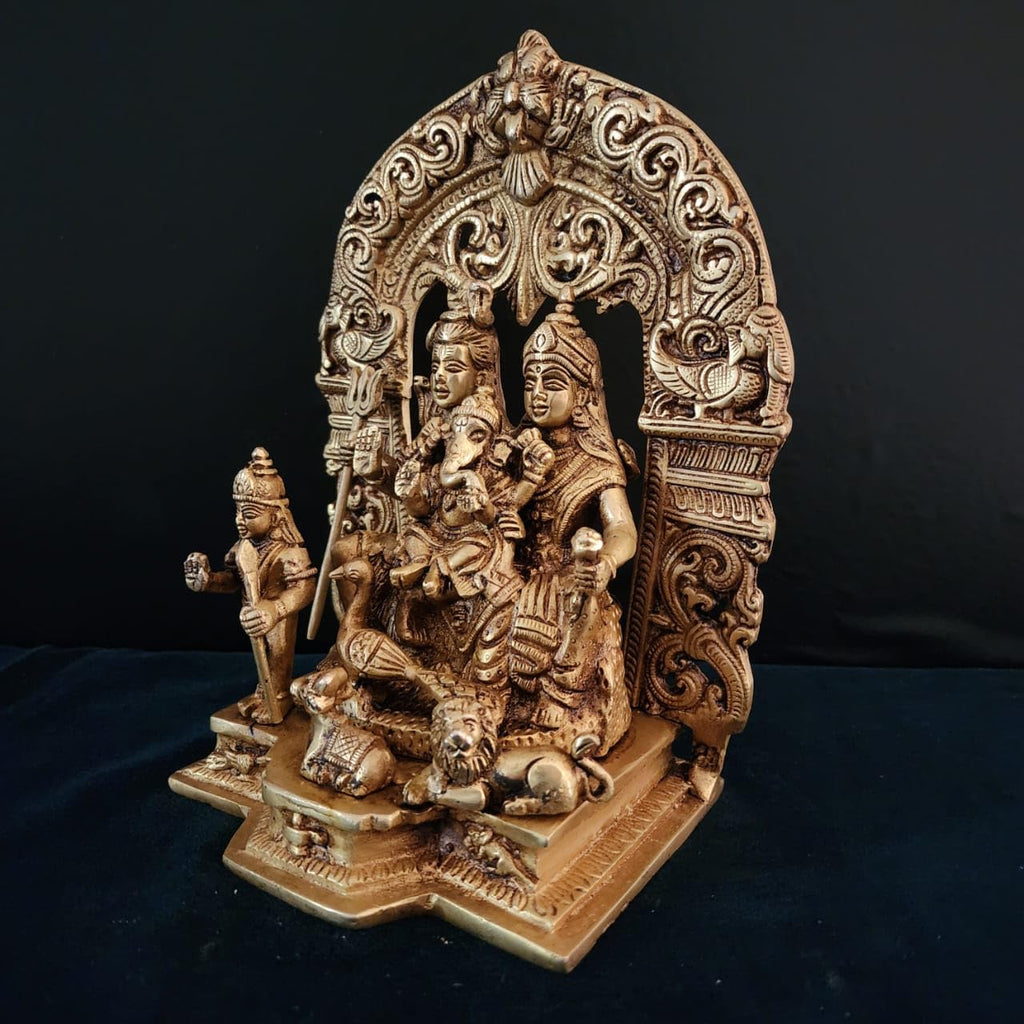 | 9 inch  Brass Shiva Family Idol |