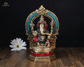 Lord Ganesh Statue 10 inch Brass with Stone work