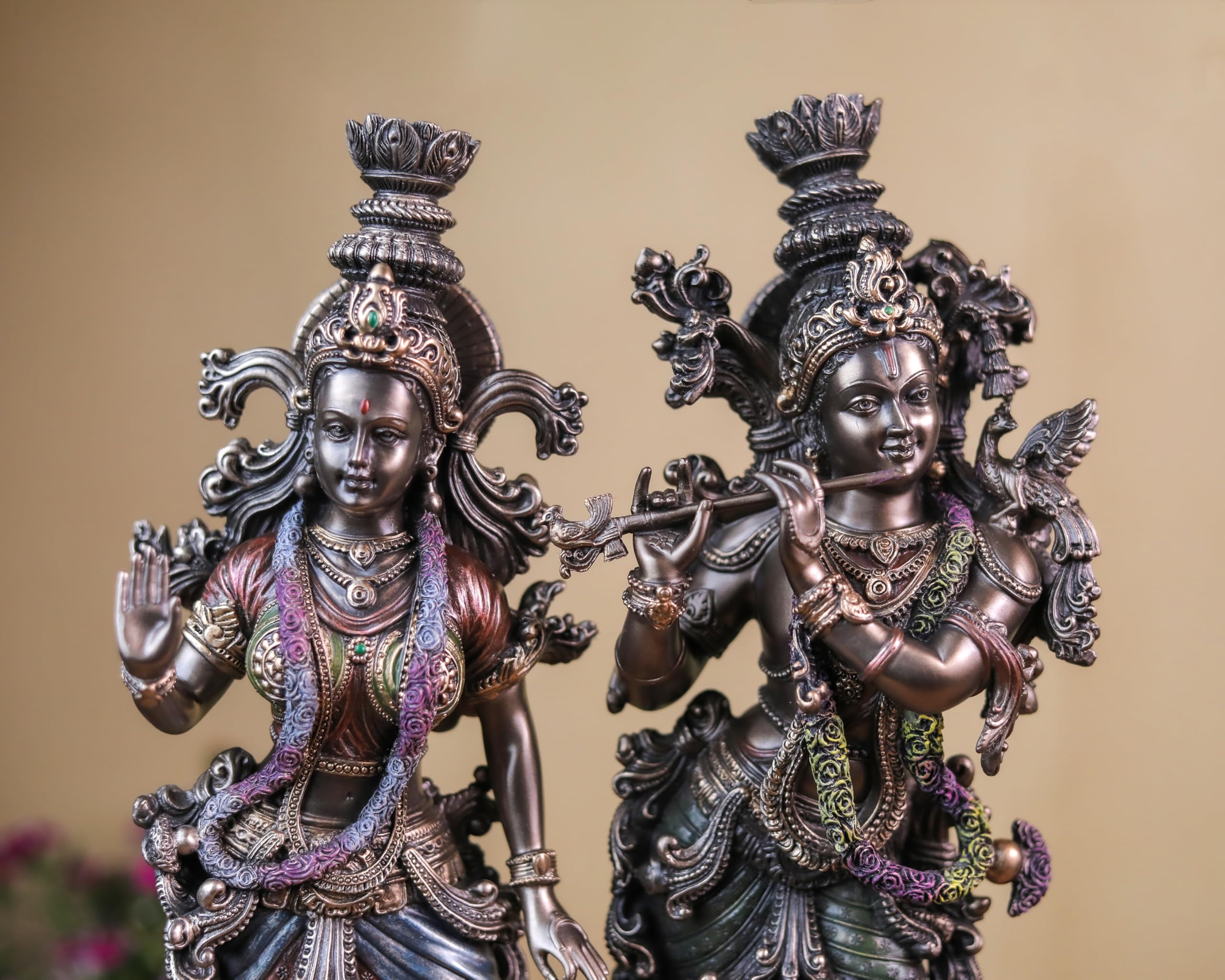 Radha Krishna Statue 15 Inch Bronze Finished