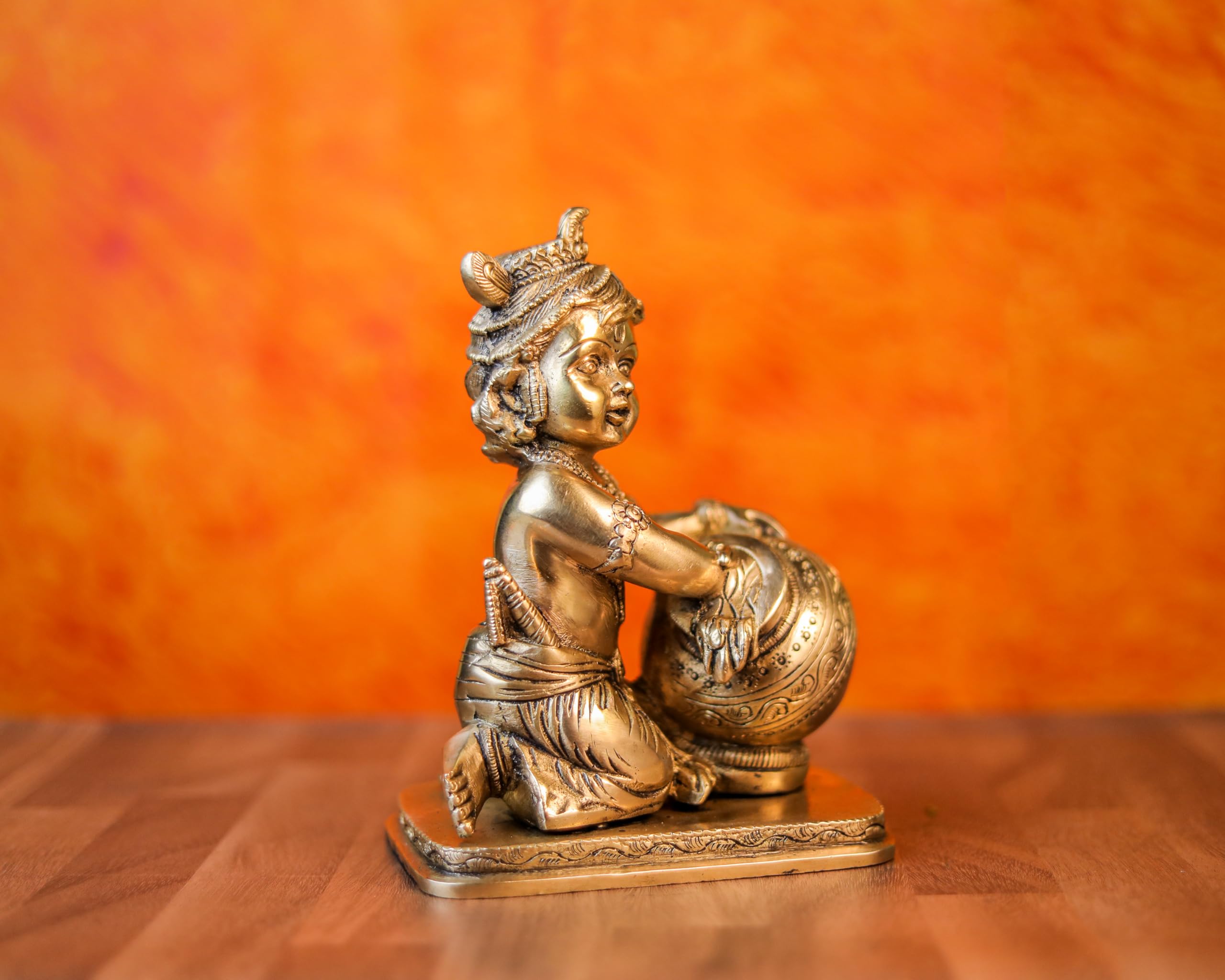 Krishna Statue Brass 18 cm Bal Gopal Idol Makhan Chor Moorti 