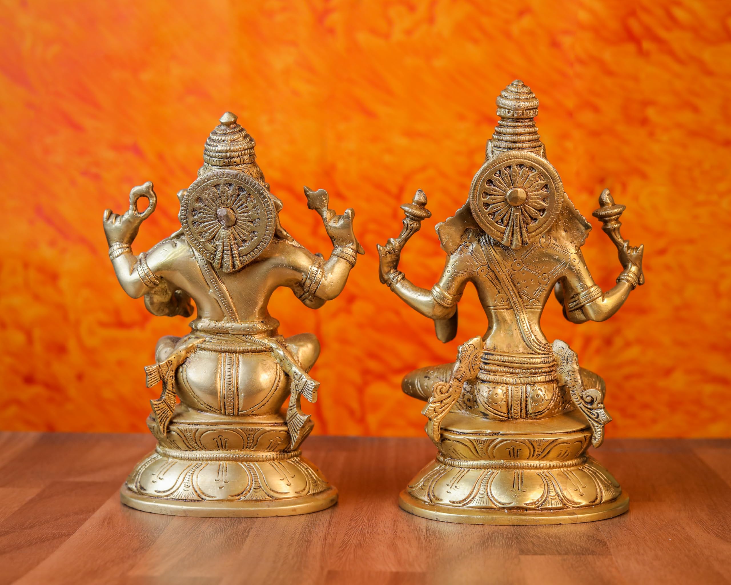 7 Inch Brass Lakshmi Ganesh Idol Medium Size