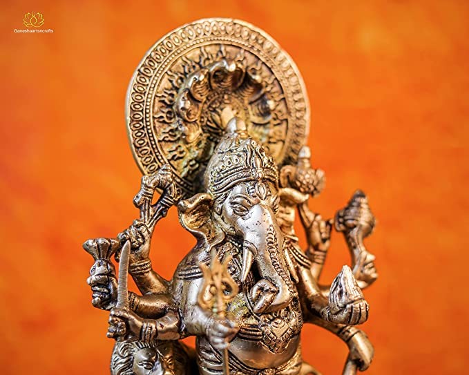 Brass Ganesh with Lion