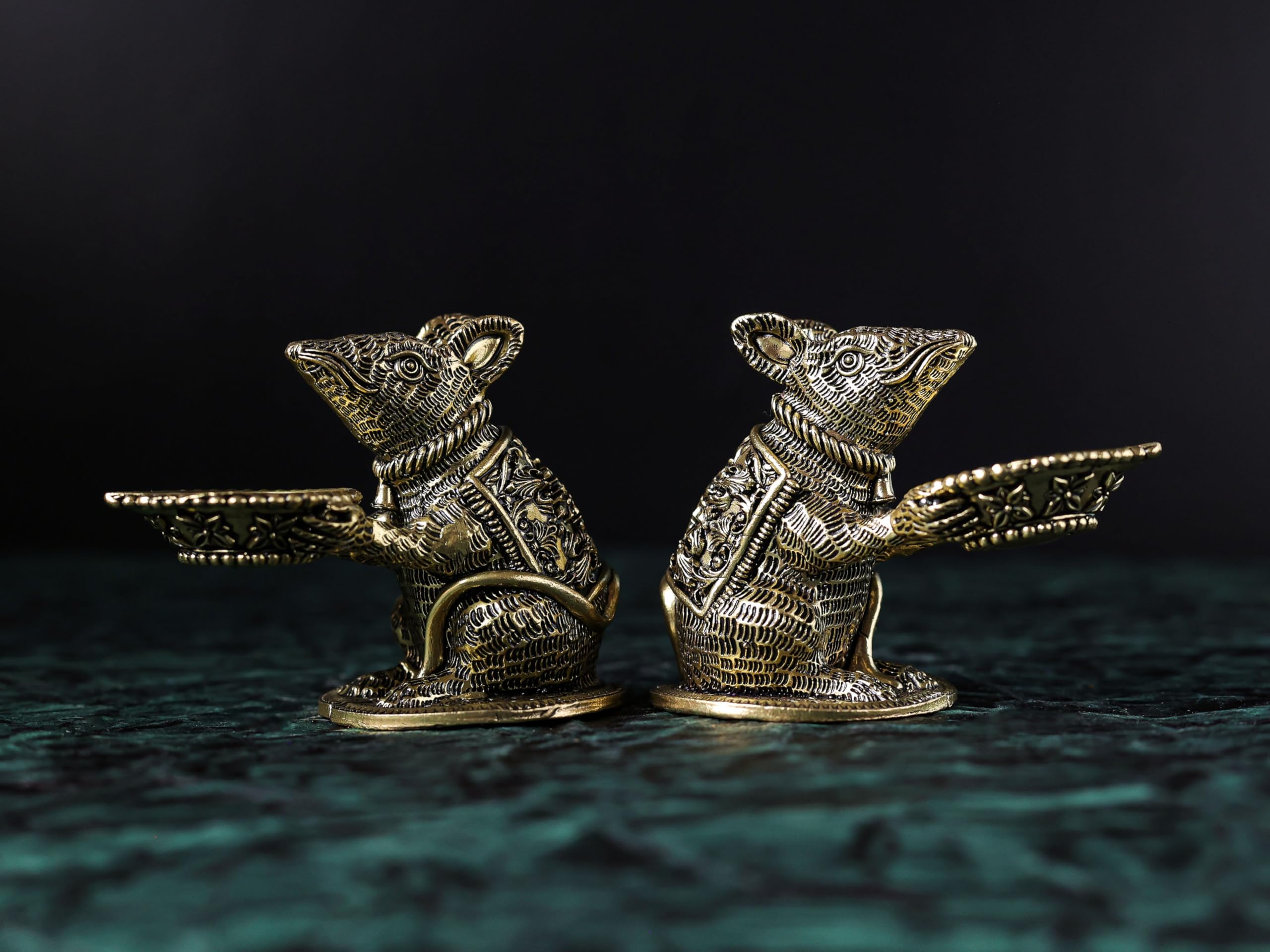 Premium Brass Mouse Diya | 3.5 Inch | Small Temple Decorative Deepak 