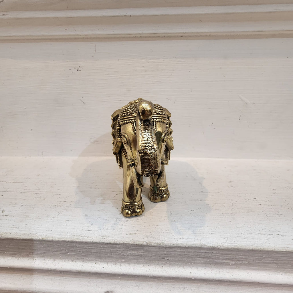 PREMIUM BRASS ELEPHANT 3 INCH STATUE FOR HOME DECOR