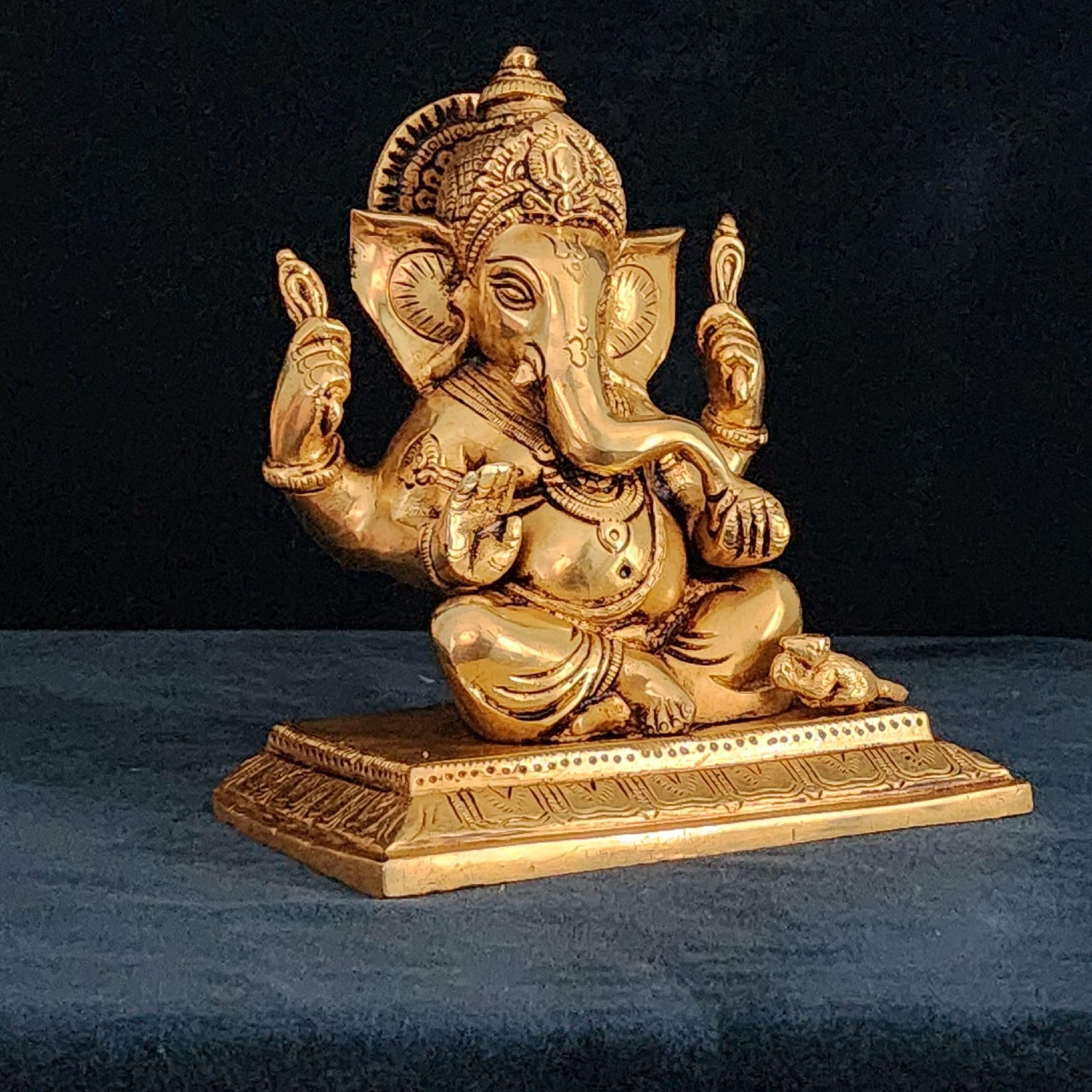 Brass Ganesha Statue with base 16 cm