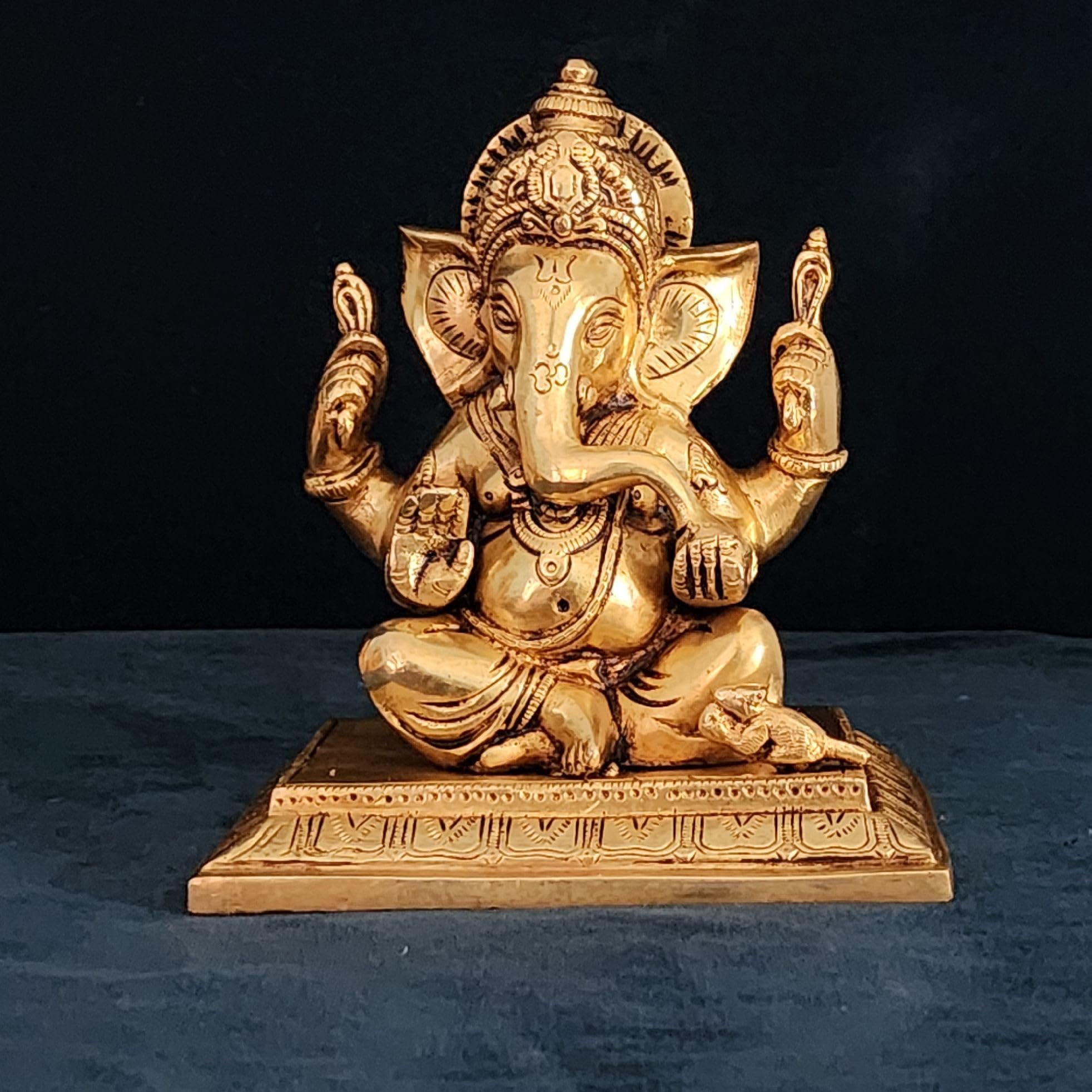 Brass Ganesha Statue with base 16 cm