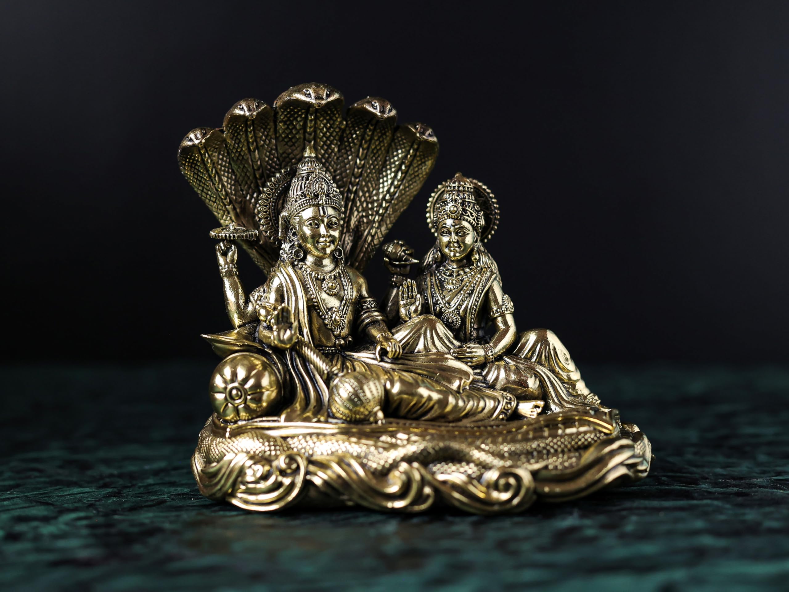 Premium Brass Sheshnaag Lord Vishnu laxmi 3 or 4 Inch
