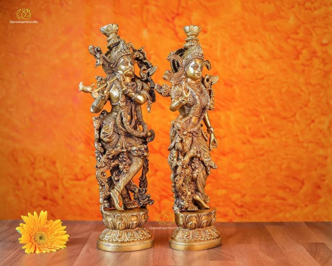 Radha Brass Krishna Statue 36 cm