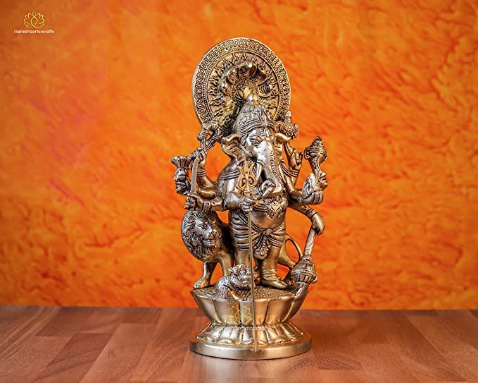 Brass Ganesh with Lion