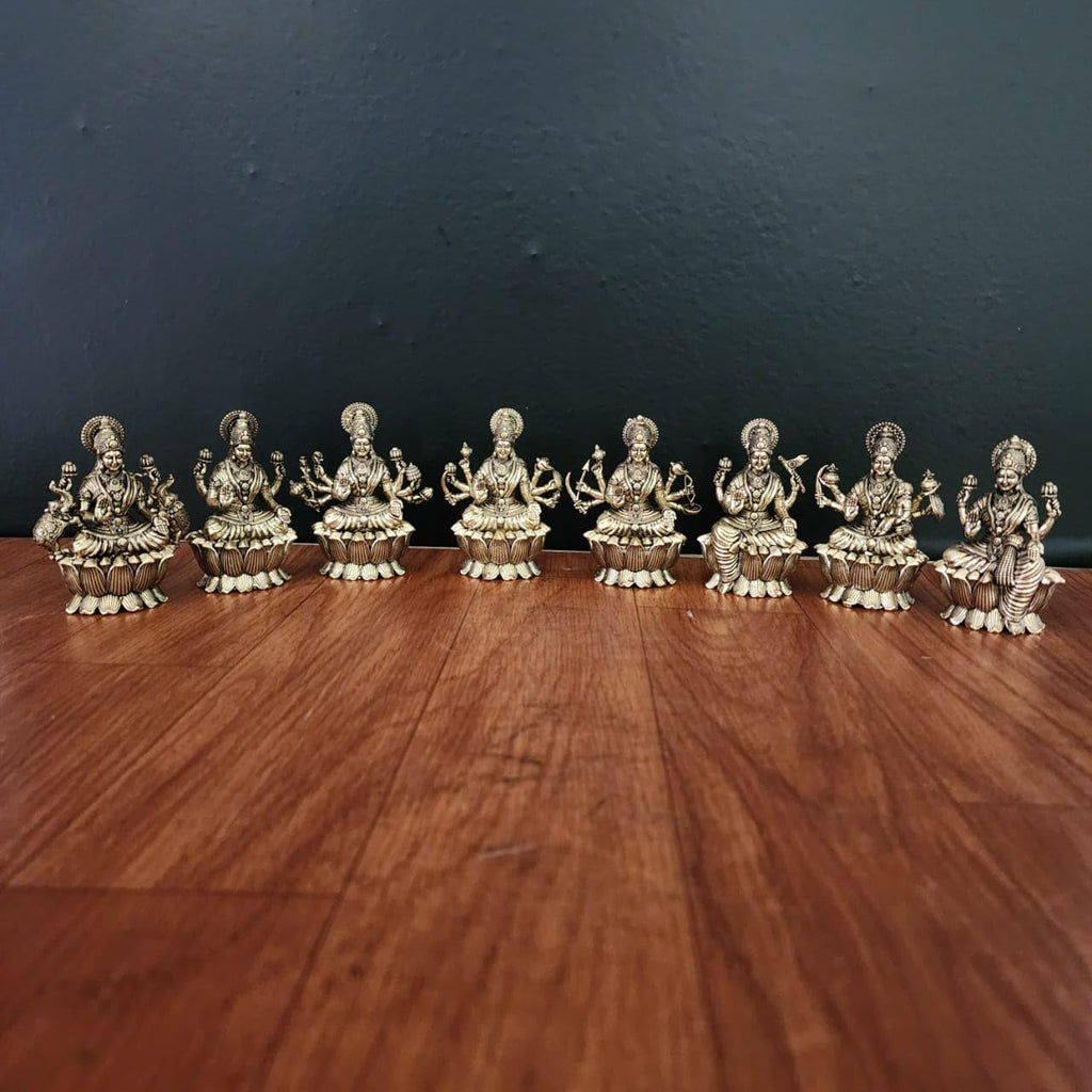 Premium Brass Ashta Lakshmi Statue – 7 cm Tall | Eight Forms of Goddess