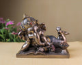 Baby Ganesh Statue | Bronze Finished Relaxing Ganesha Idol | 5 inch
