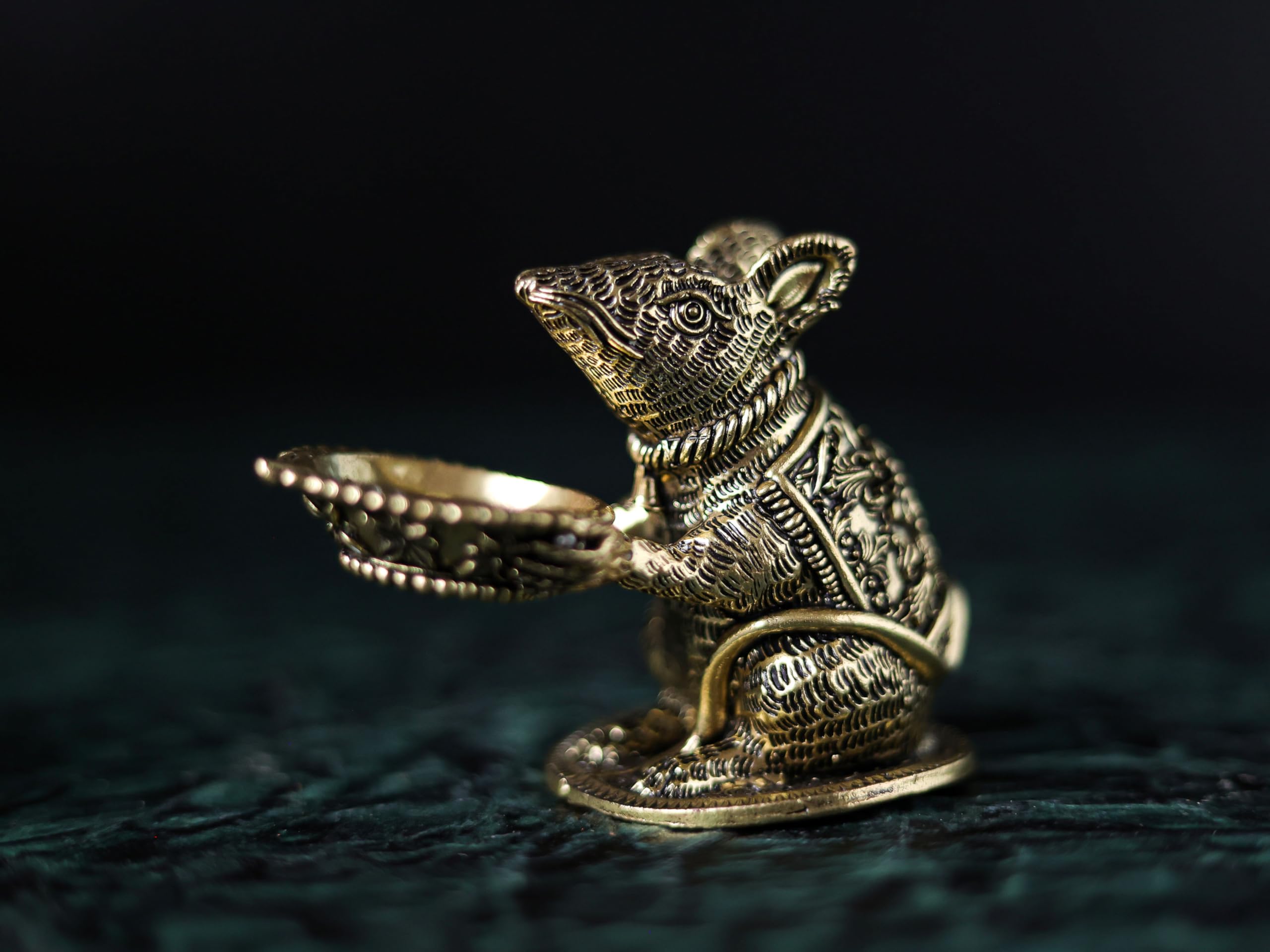 Premium Brass Mouse Diya | 3.5 Inch | Small Temple Decorative Deepak 
