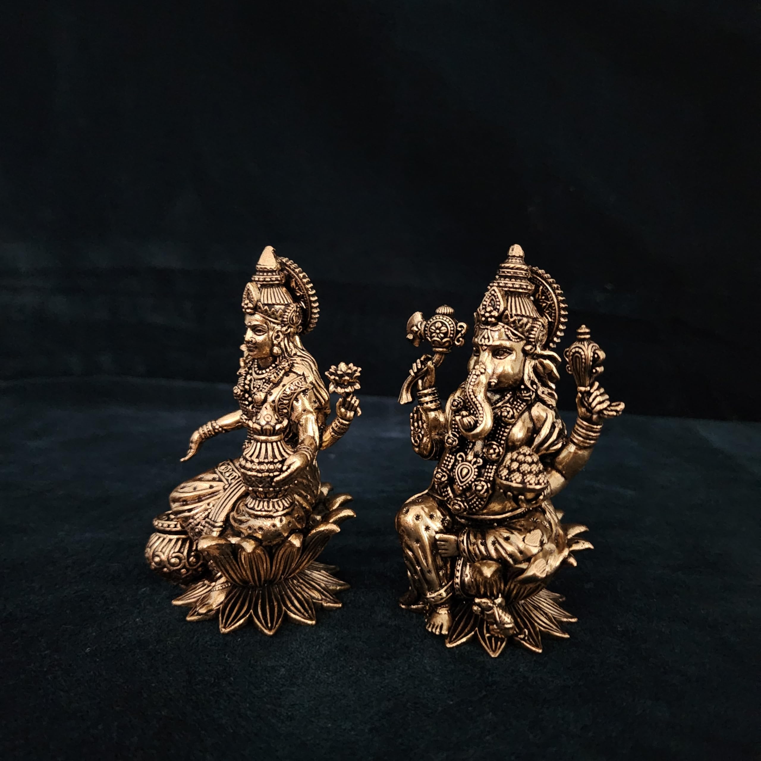 Lakshmi Ganesh Statue 4 inch Premium Brass Diwali Puja Idol 